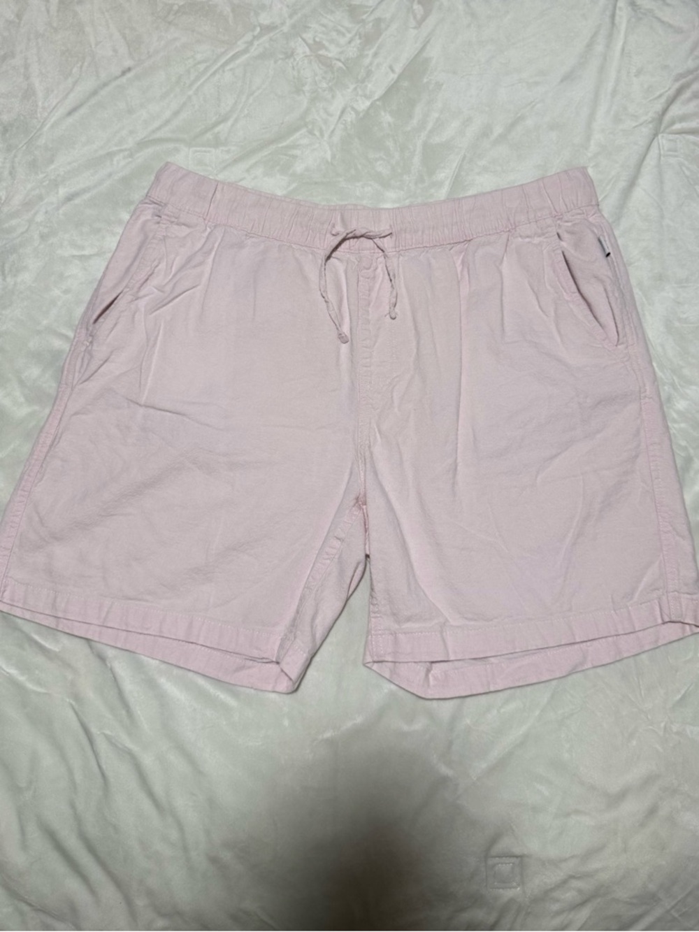 Onia Light Pink Drawstring Casual Linen Blend Shorts